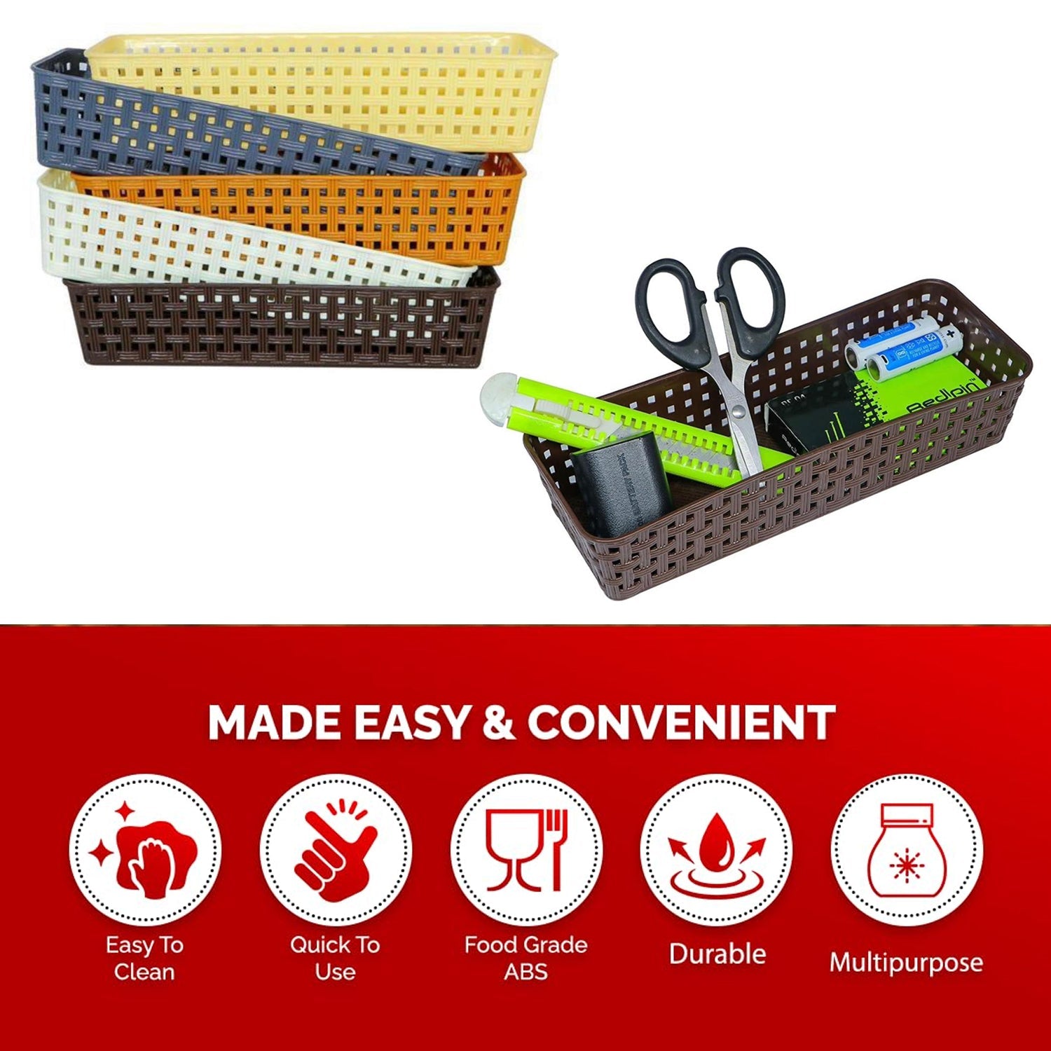 8787 Plastic Multipurpose Desk Organizer Tray Office Drawer Dividers Storage Bins for Kitchen, Bathroom, Office, Makeup, Bedroom Dresser, Craft Basket Rack Multicolour (6 Pcs Set) 8787 Plastic Multipurpose Desk Organizer Tray Office Drawer Dividers Storage Bins for Kitchen, Bathroom, Office, Makeup, Bedroom Dresser, Craft Basket Rack Multicolour (6 Pcs Set)